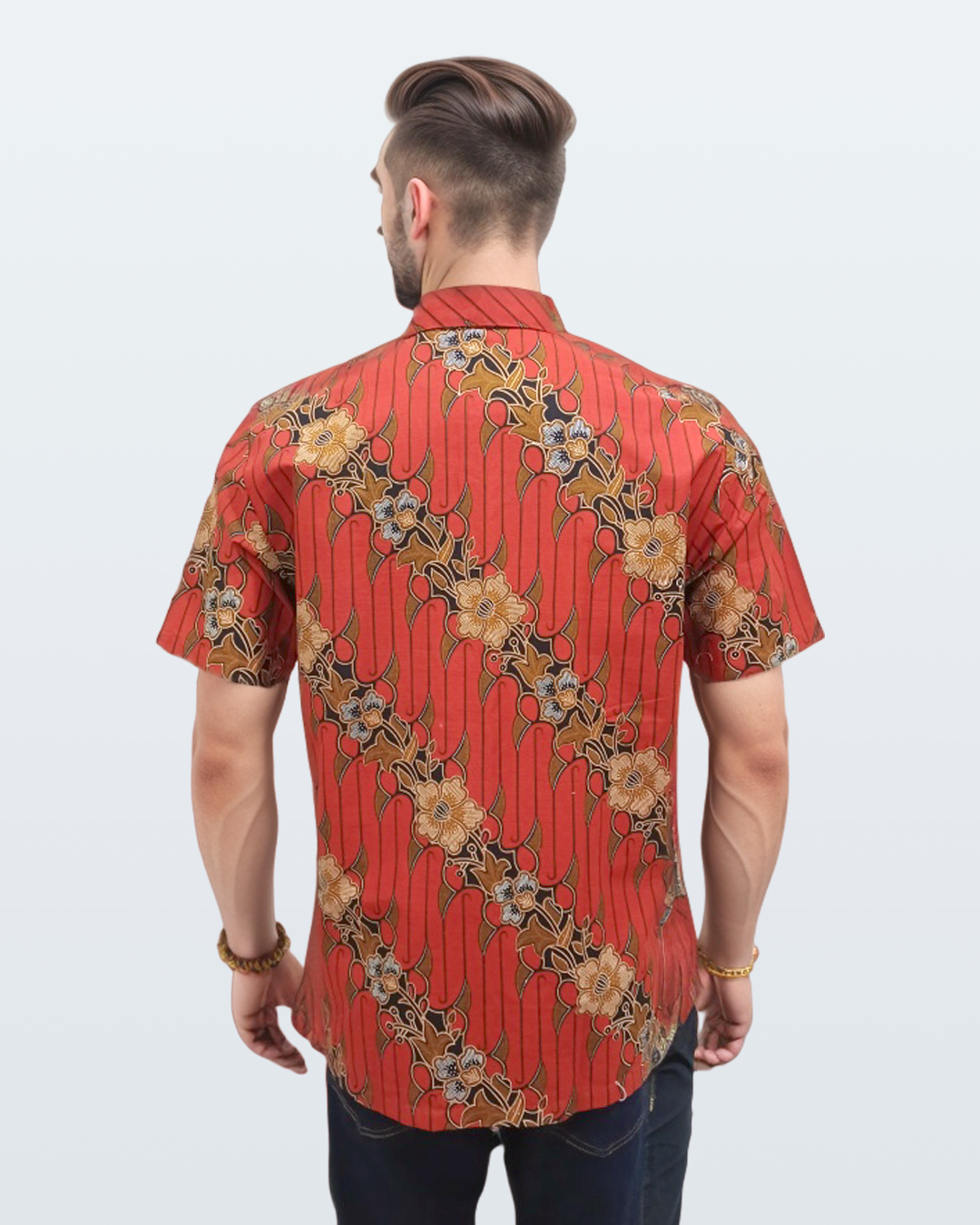 Kemeja Batik Lengan Pendek Parang Ronce Merah 3