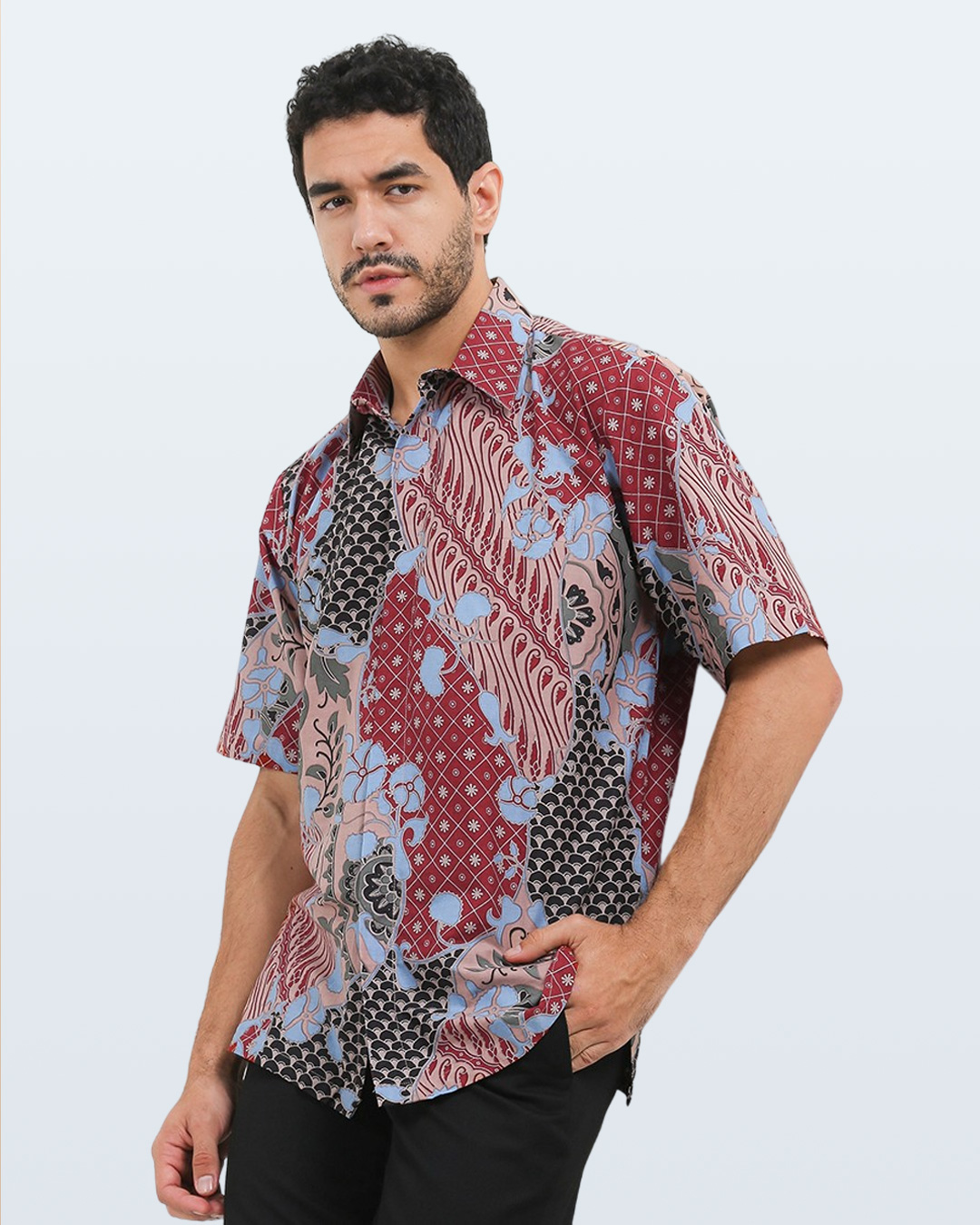 DAYS by Danar Hadi Motif Tambal Sri Wedari Men Shirt Reg Fit - Merah A