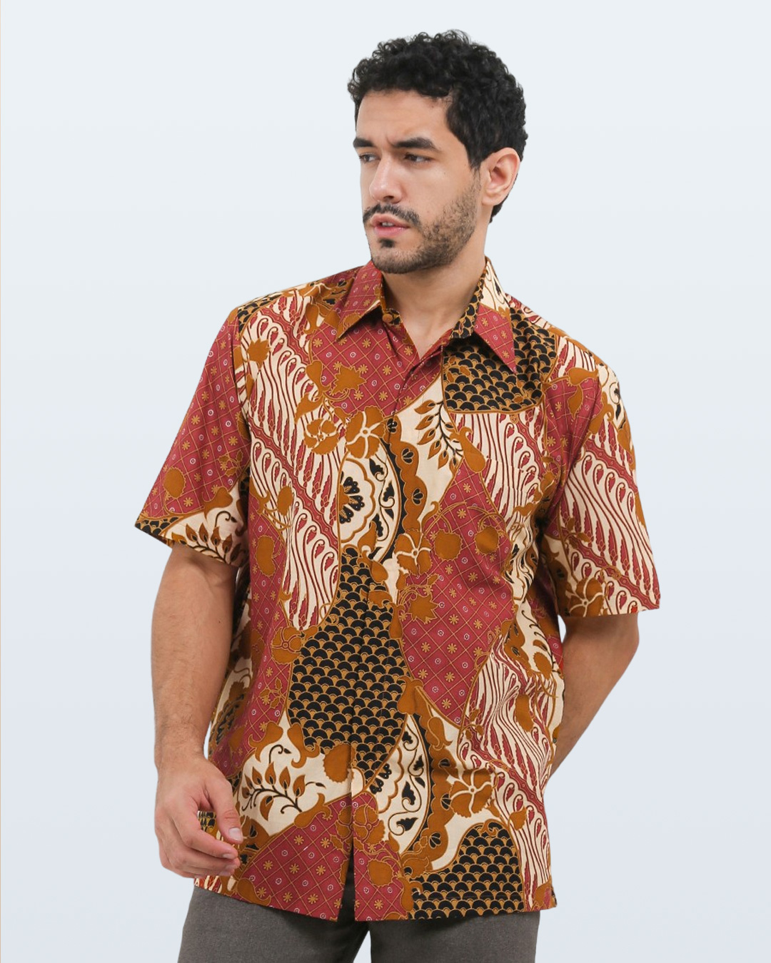 DAYS by Danar Hadi Motif Tambal Sri Wedari Men Shirt Reg Fit - Merah H