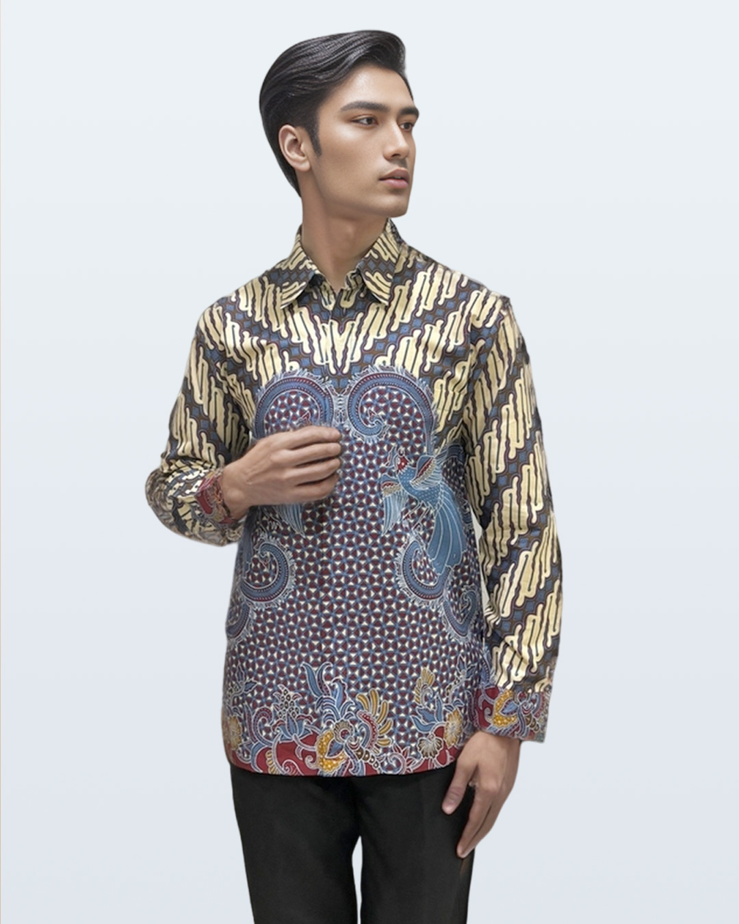 Kemeja Batik Lengan Panjang Peksi Sukoreno Biru front
