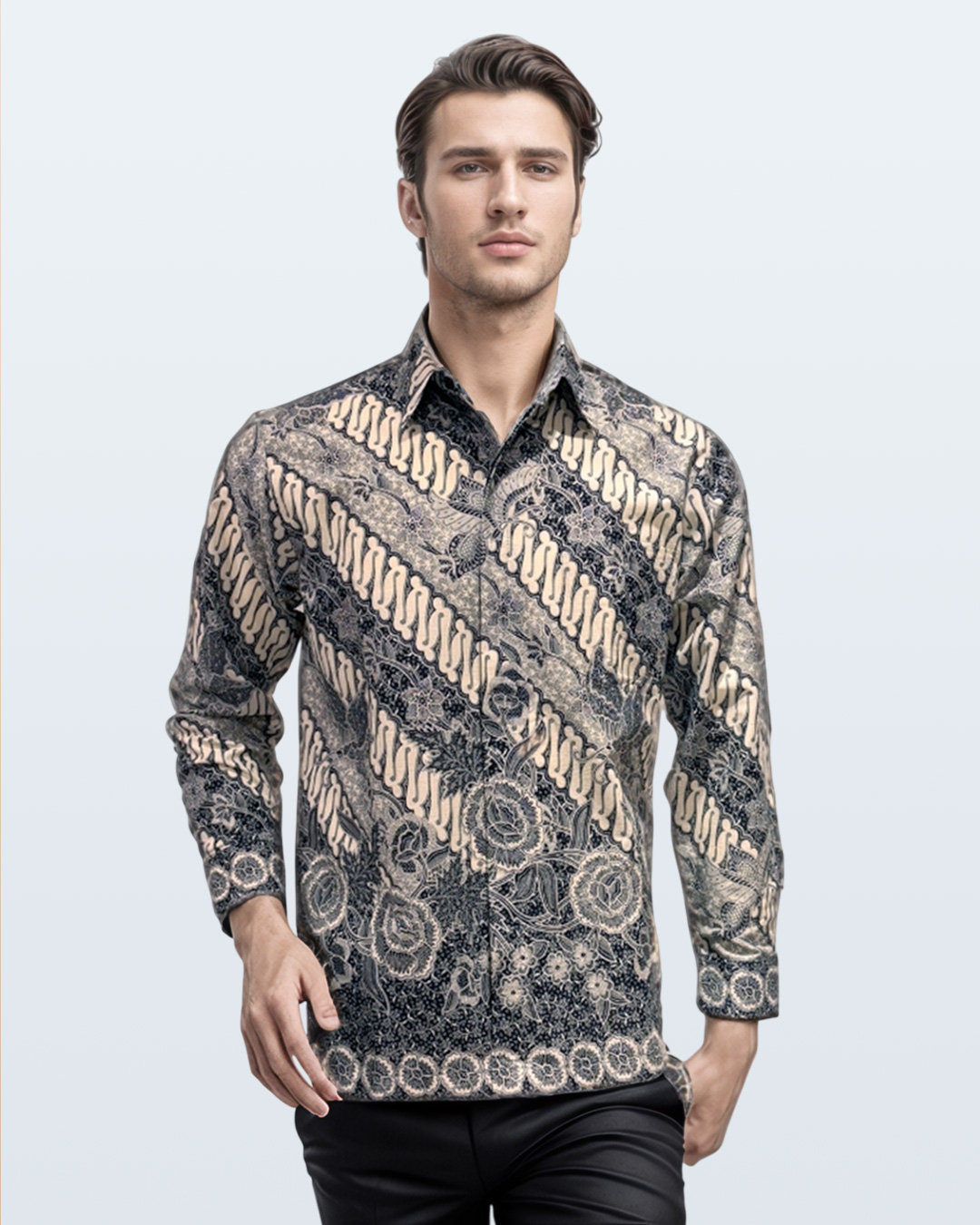 Kemeja Batik Lengan Pendek Lengko Picis - Biru