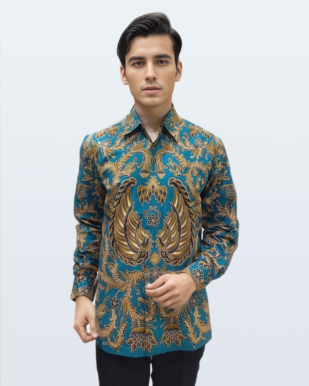 Kemeja Batik Lengan Panjang Gurdo Latar Rambat - Hijau new