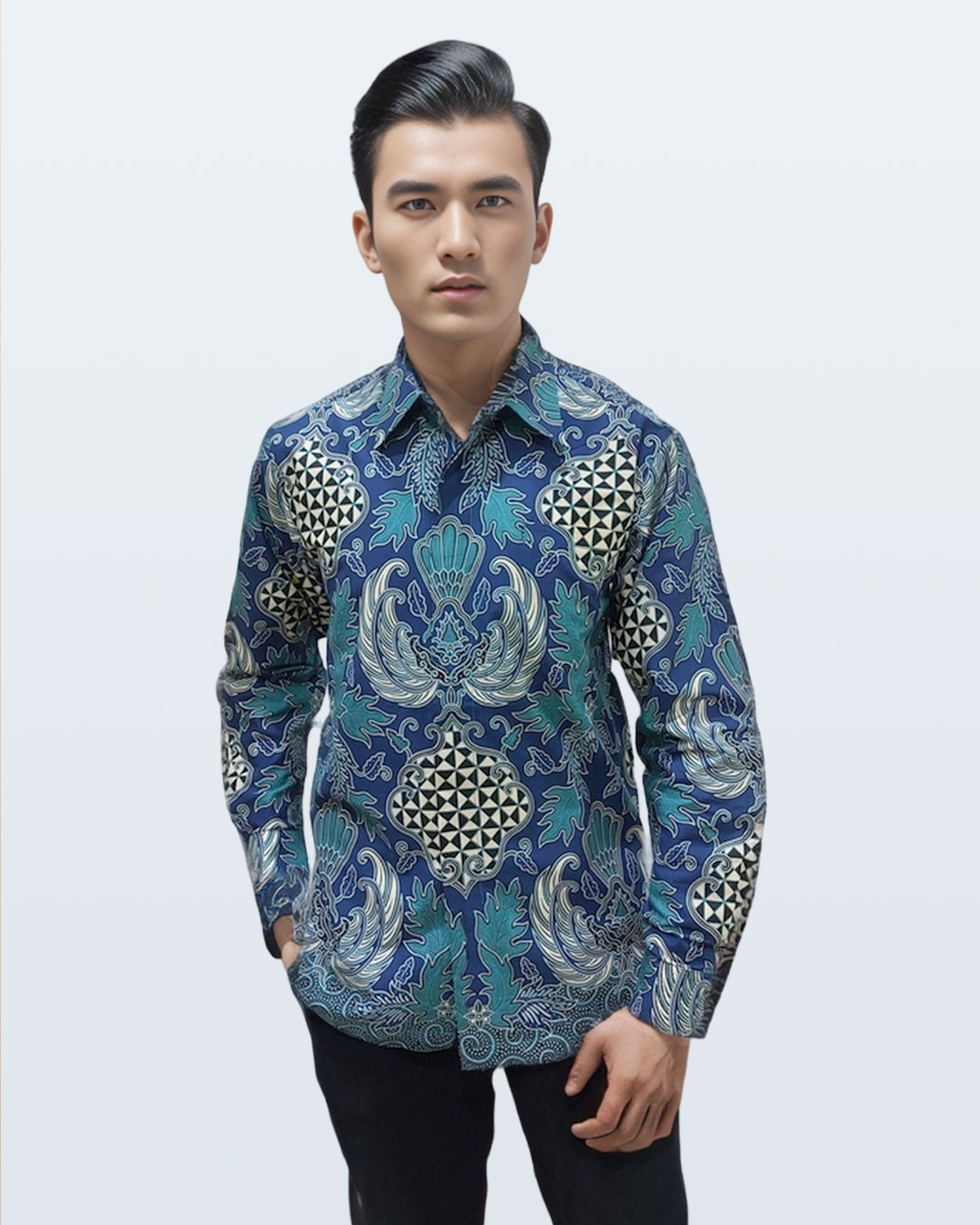 Kemeja Batik Lengan Panjang Lar Slobok Modern - Tosca