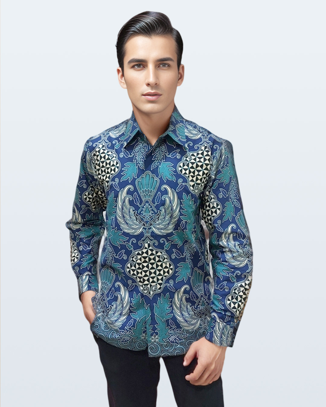 Kemeja Batik Lengan Panjang Lar Slobok Modern - Tosca