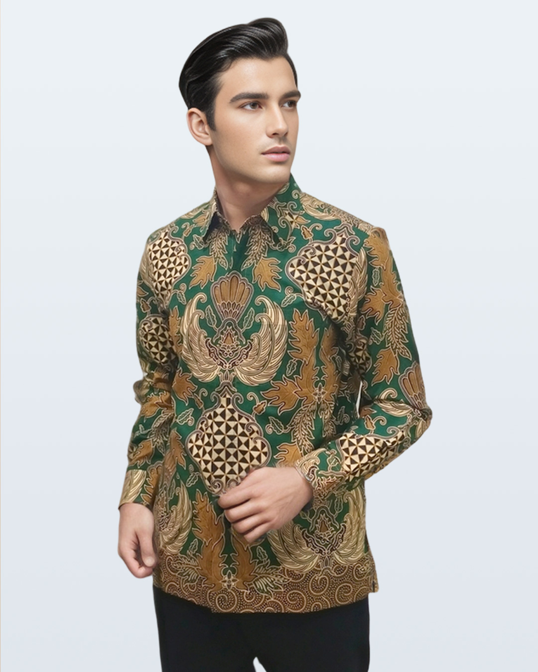 Kemeja Batik Lengan Panjang Lar Slobok Modern - Hijau New