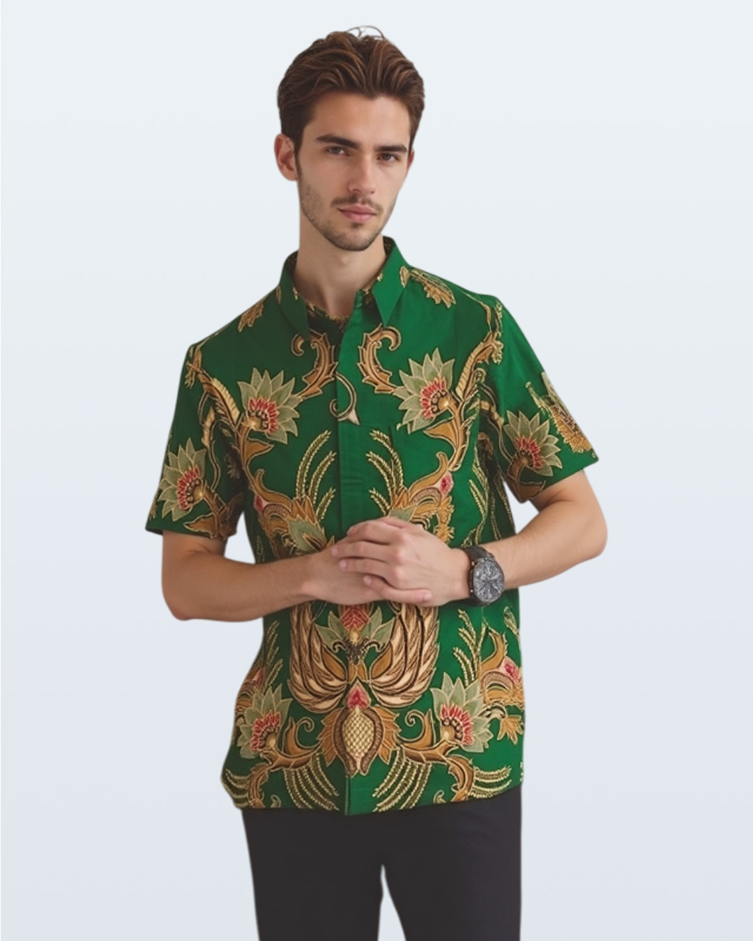 Kemeja Batik Lengan Pendek Lar Puspa Wijaya Merah