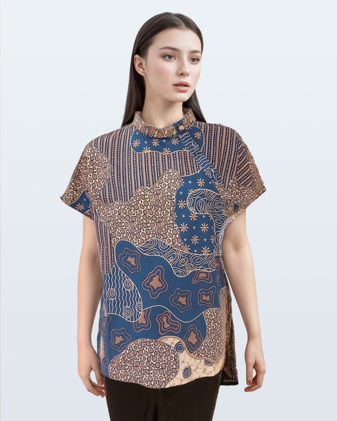 Days By Danar Hadi Blouse - Sekar Jagad Modern Biru