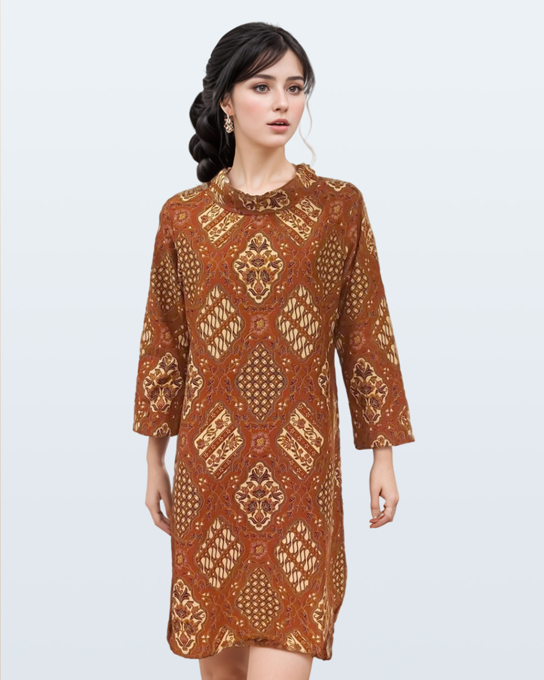 Dress Wirasat Salakan - Merah Kerah Bulat