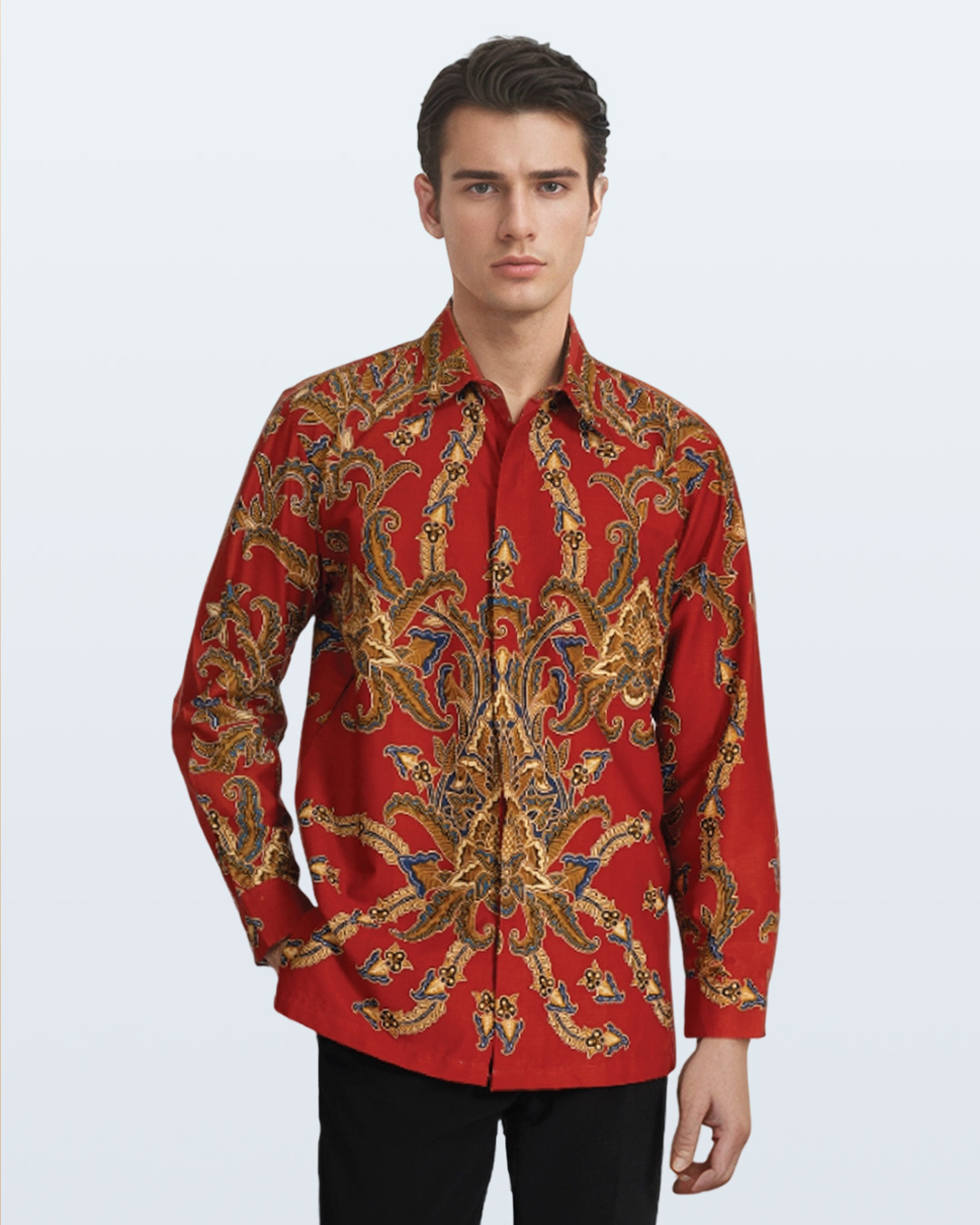 Kemeja Batik Lengan Panjang Sekar Pergola Merah