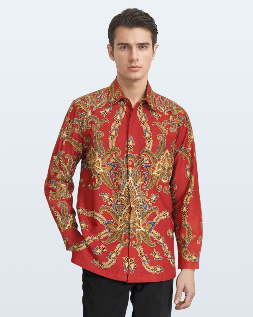 Kemeja Batik Lengan Panjang Sekar Pergola Merah