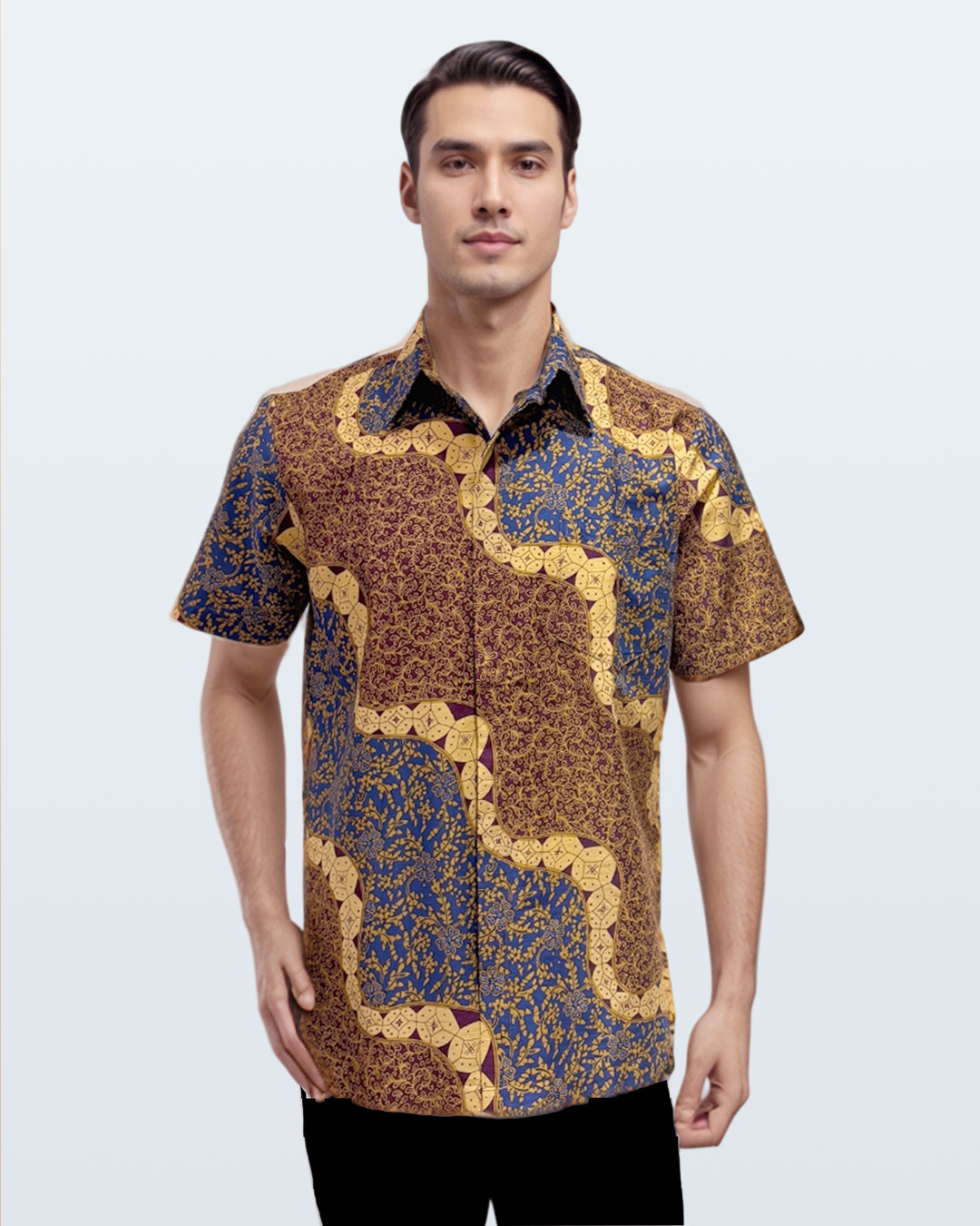 Kemeja Batik Lengan Pendek Lengko Picis - Biru