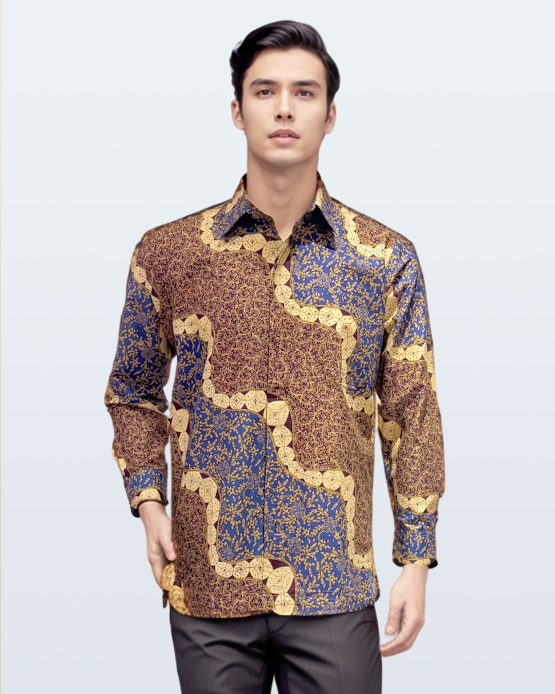 Kemeja Batik Lengan Panjang Lengko Picis - Biru