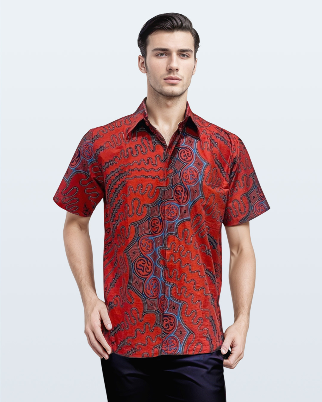 Kemeja Batik Lengan Pendek Lengko Manggar - Merah