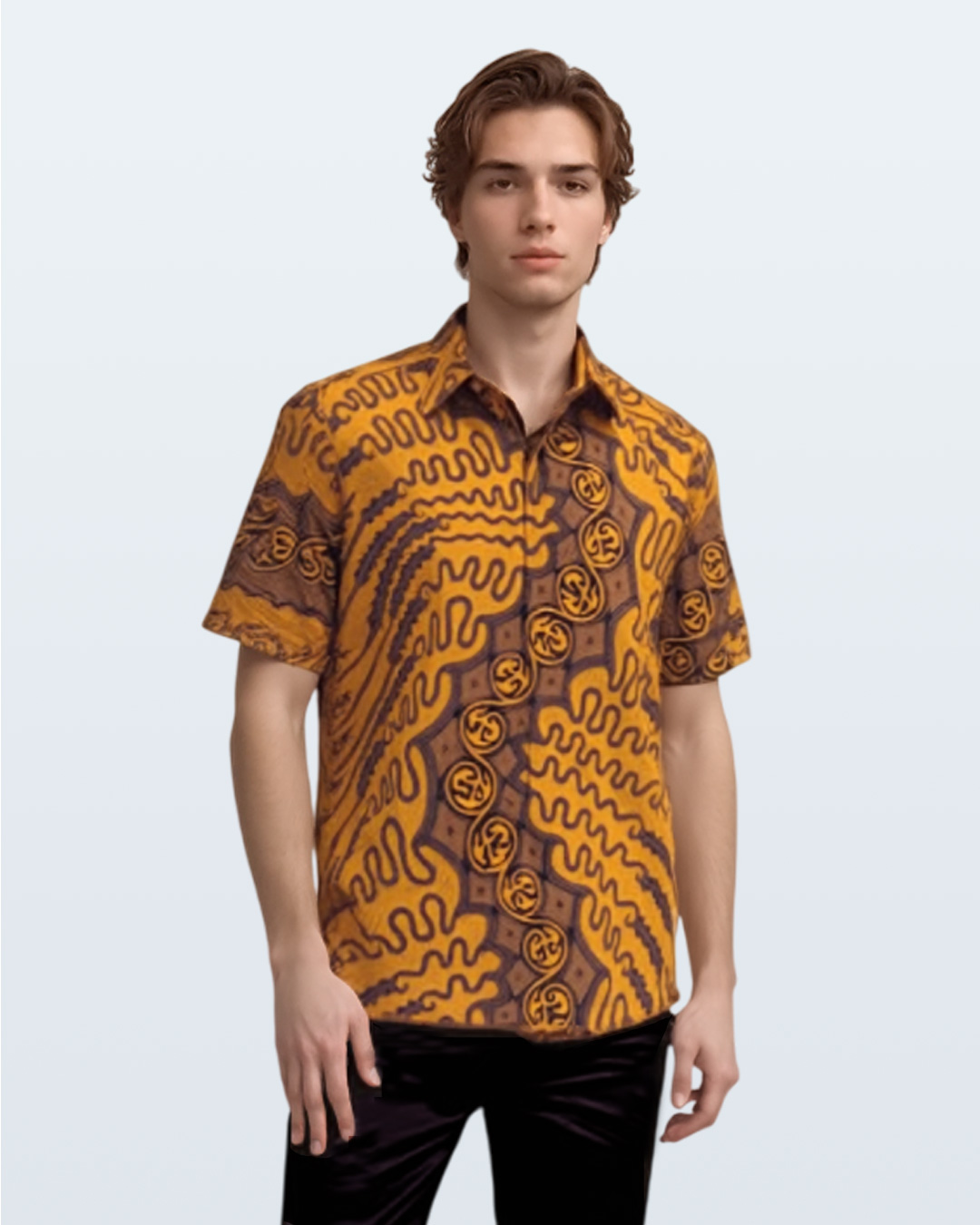 Kemeja Batik Lengan Pendek Lengko Manggar - Sogan