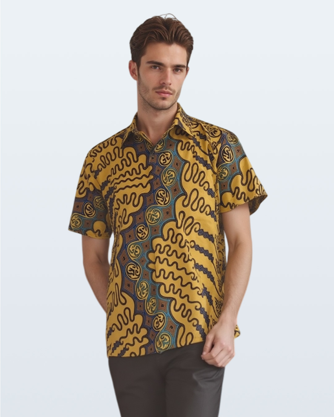 Kemeja Batik Lengan Pendek Lengko Manggar - Cream