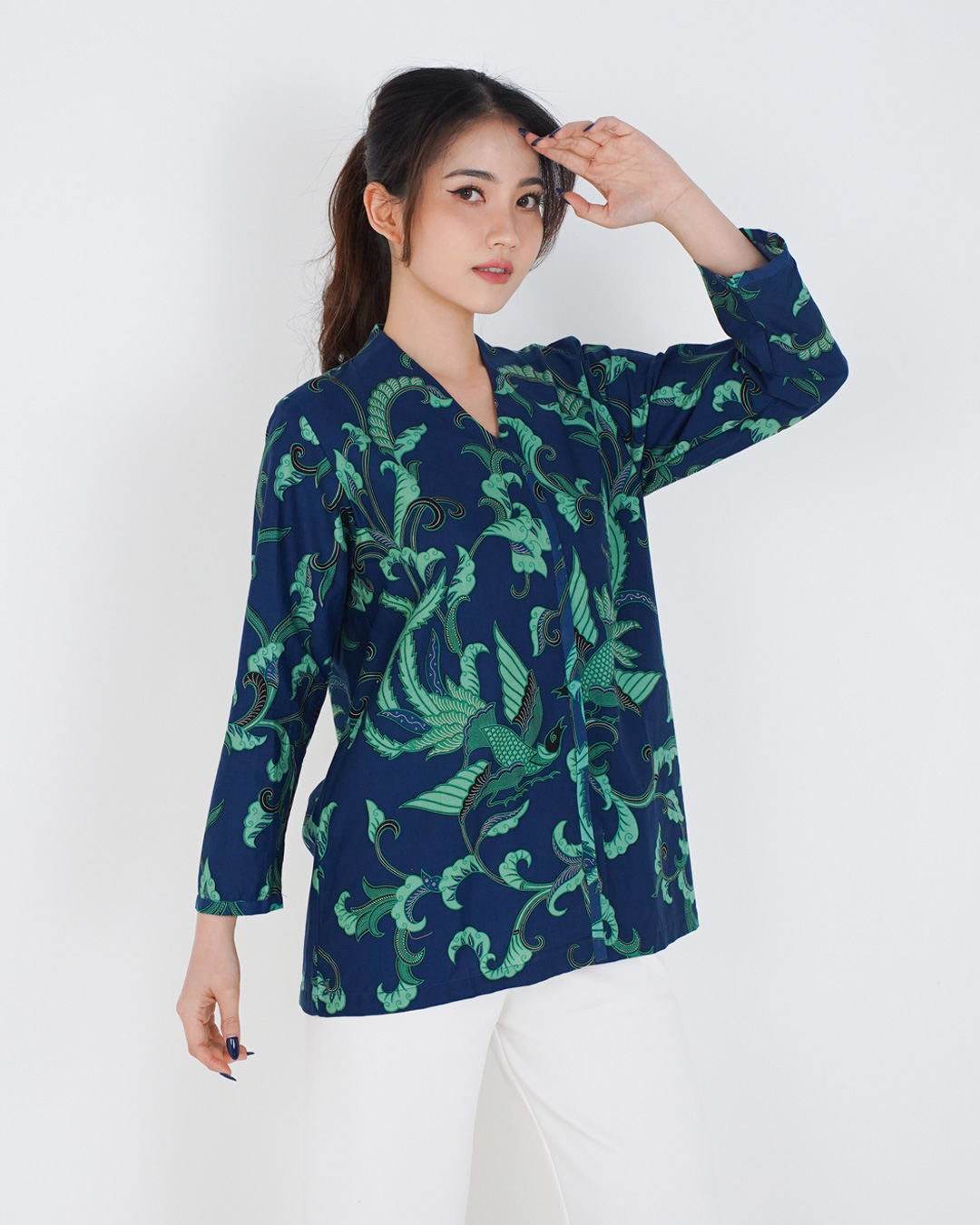 Blouse Lengan Panjang Peksi Nendro – Biru
