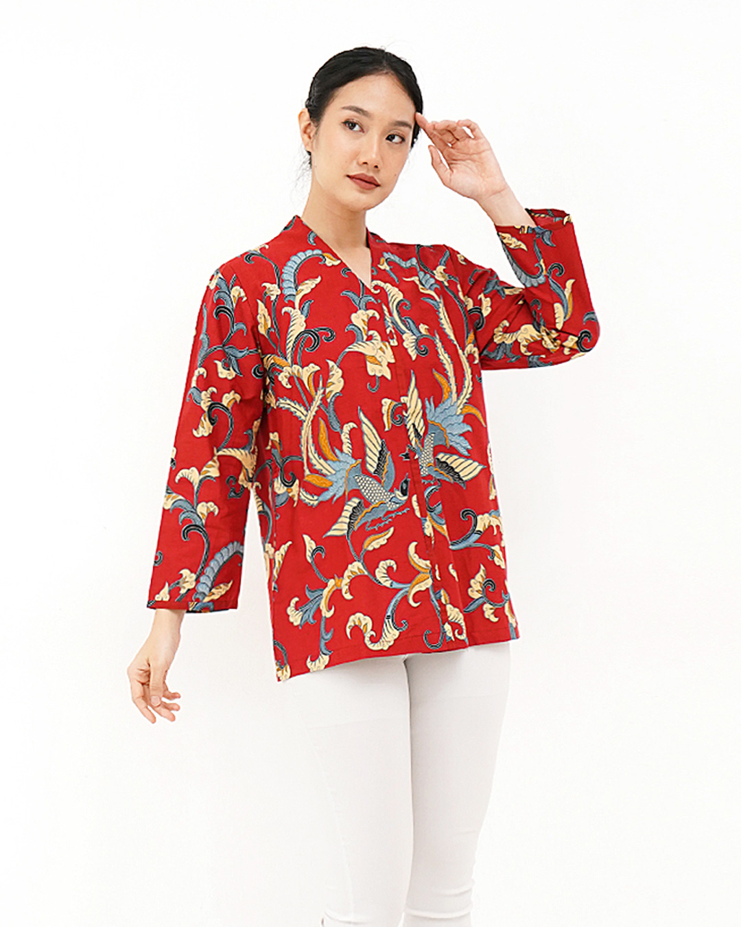 Blouse Lengan Panjang Peksi Nendro Kerah – Merah