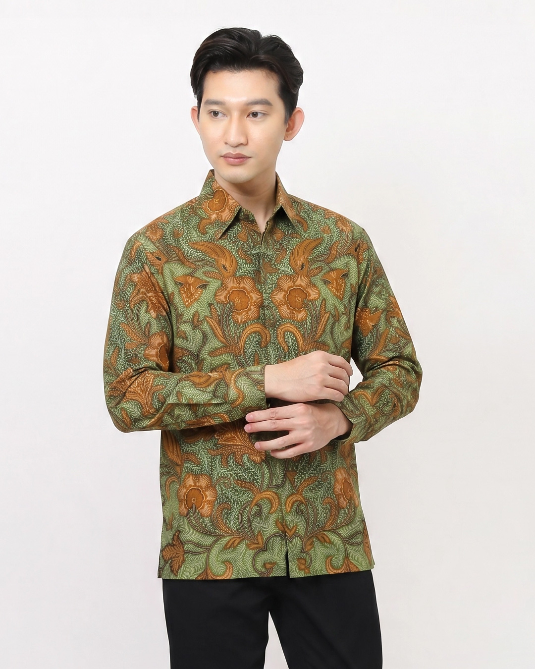 Kemeja Batik Lengan Panjang Lung Cempaka Sari - Hijau
