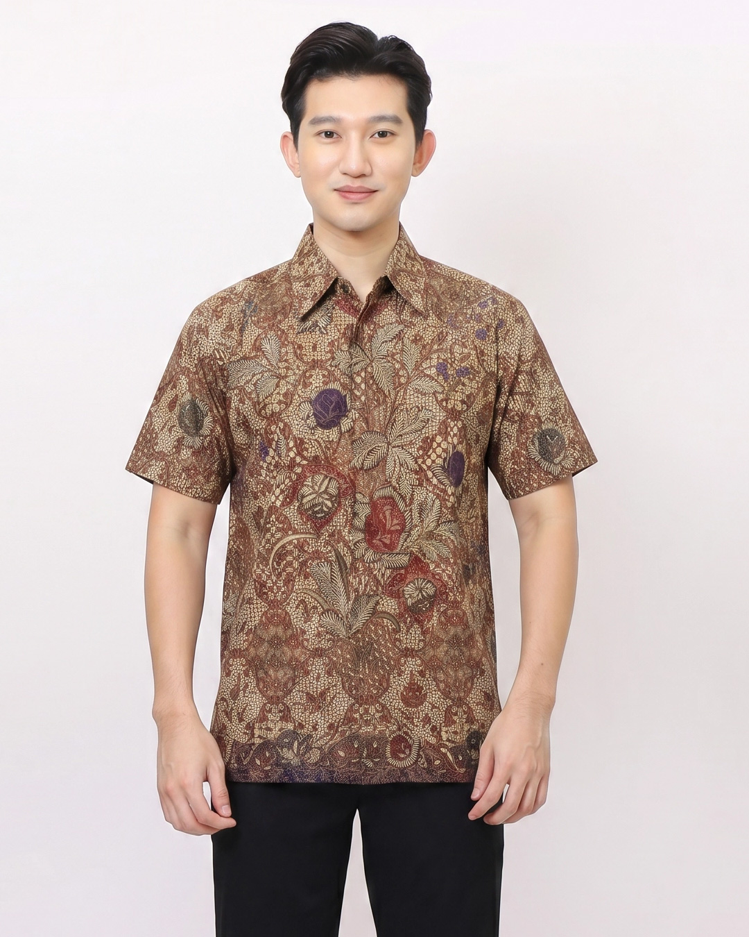 Kemeja Batik Lengan Pendek Pesona Tiga Negeri - Merah
