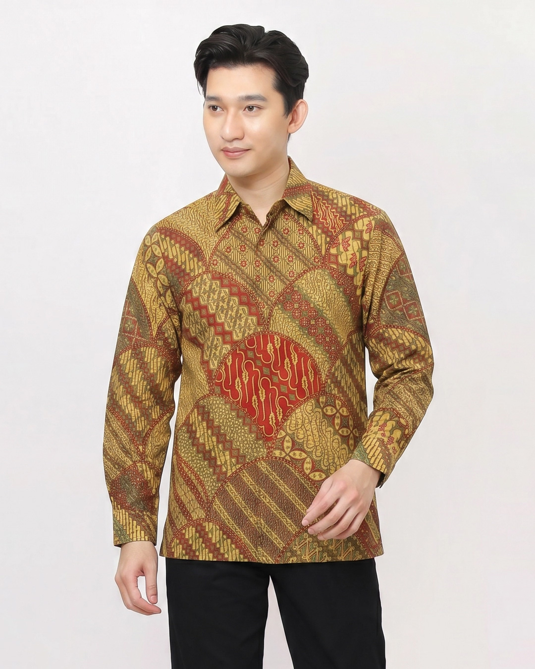 Kemeja Batik Lengan Panjang Grinsing Laras Kusuma - Merah