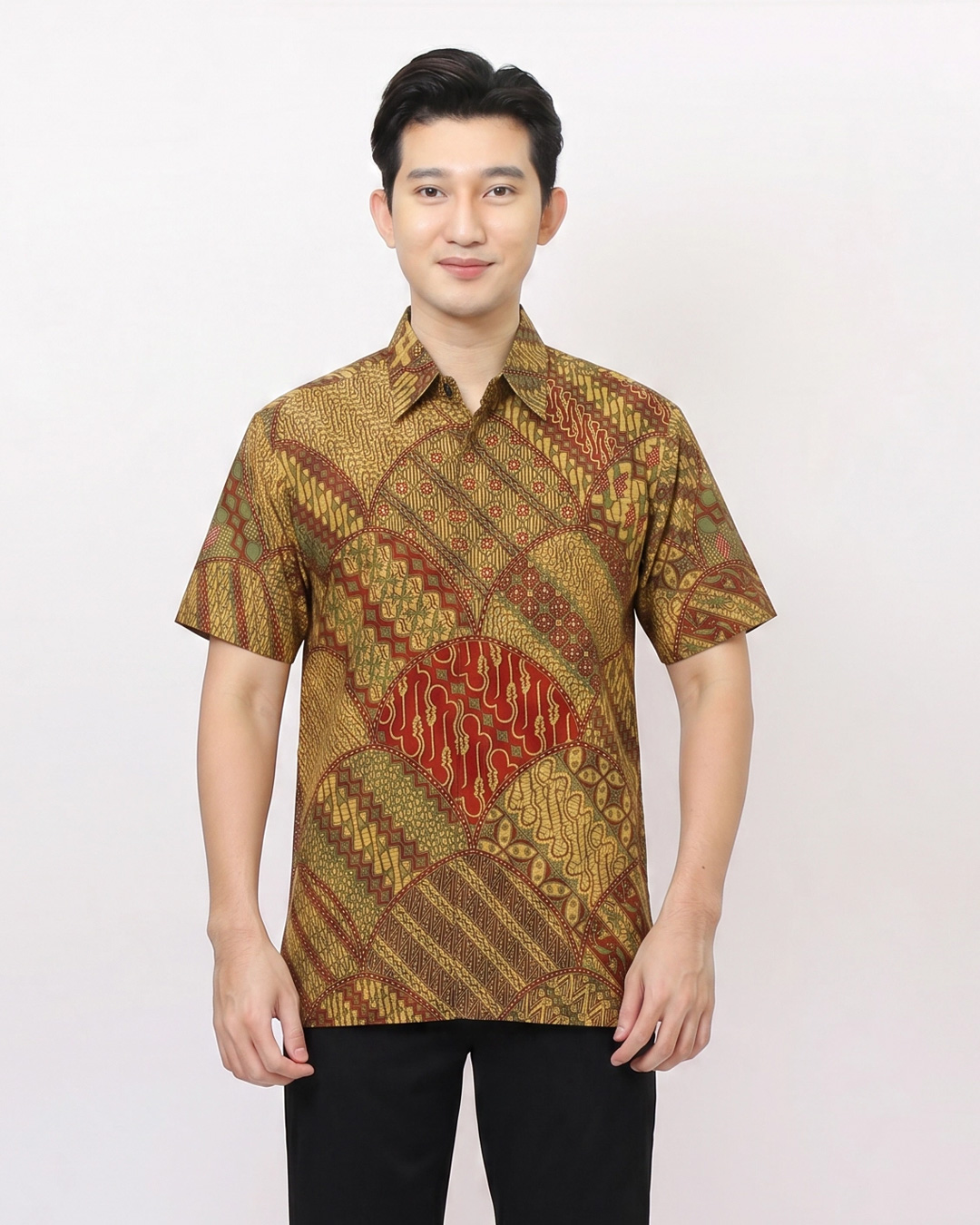 Kemeja Batik Lengan Pendek Grinsing Laras Kusuma - Merah