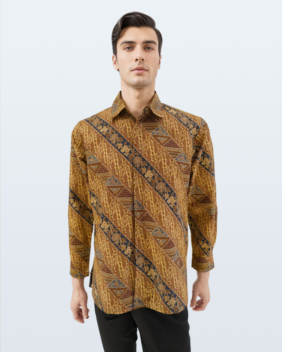 Kemeja Batik Lengan Panjang Lereng Tambal Puspa - Merah