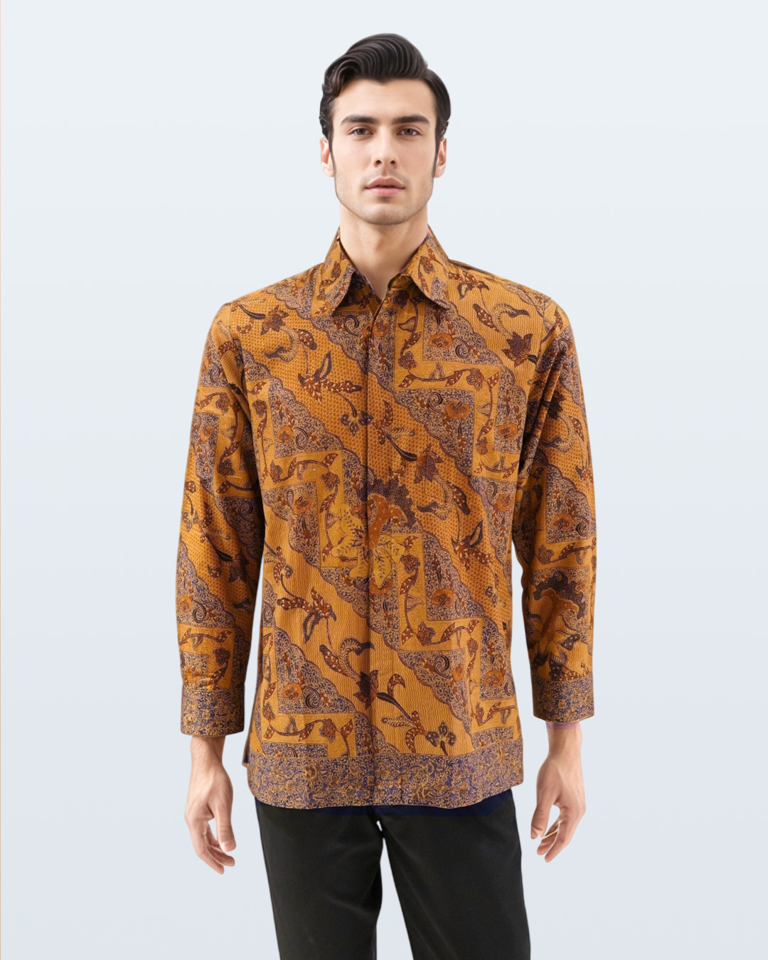 Kemeja Batik Lengan Panjang Galar Madura - Biru Tua