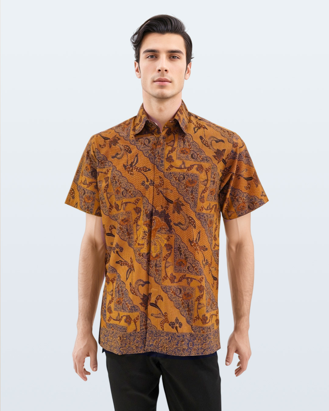 Kemeja Batik Lengan Pendek Galar Madura – Biru Tua