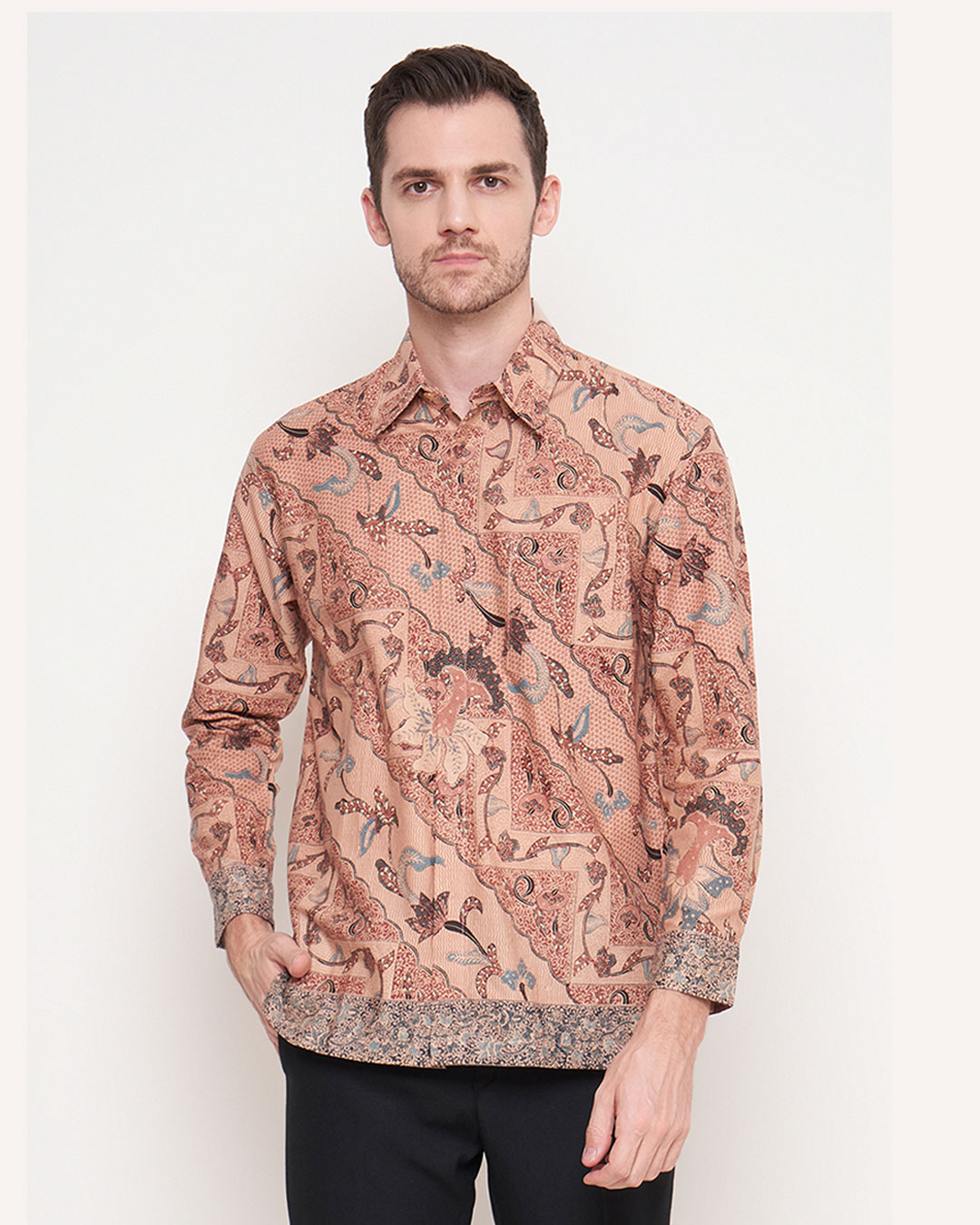 Kemeja Batik Lengan Panjang Galar Madura - Biru Tua