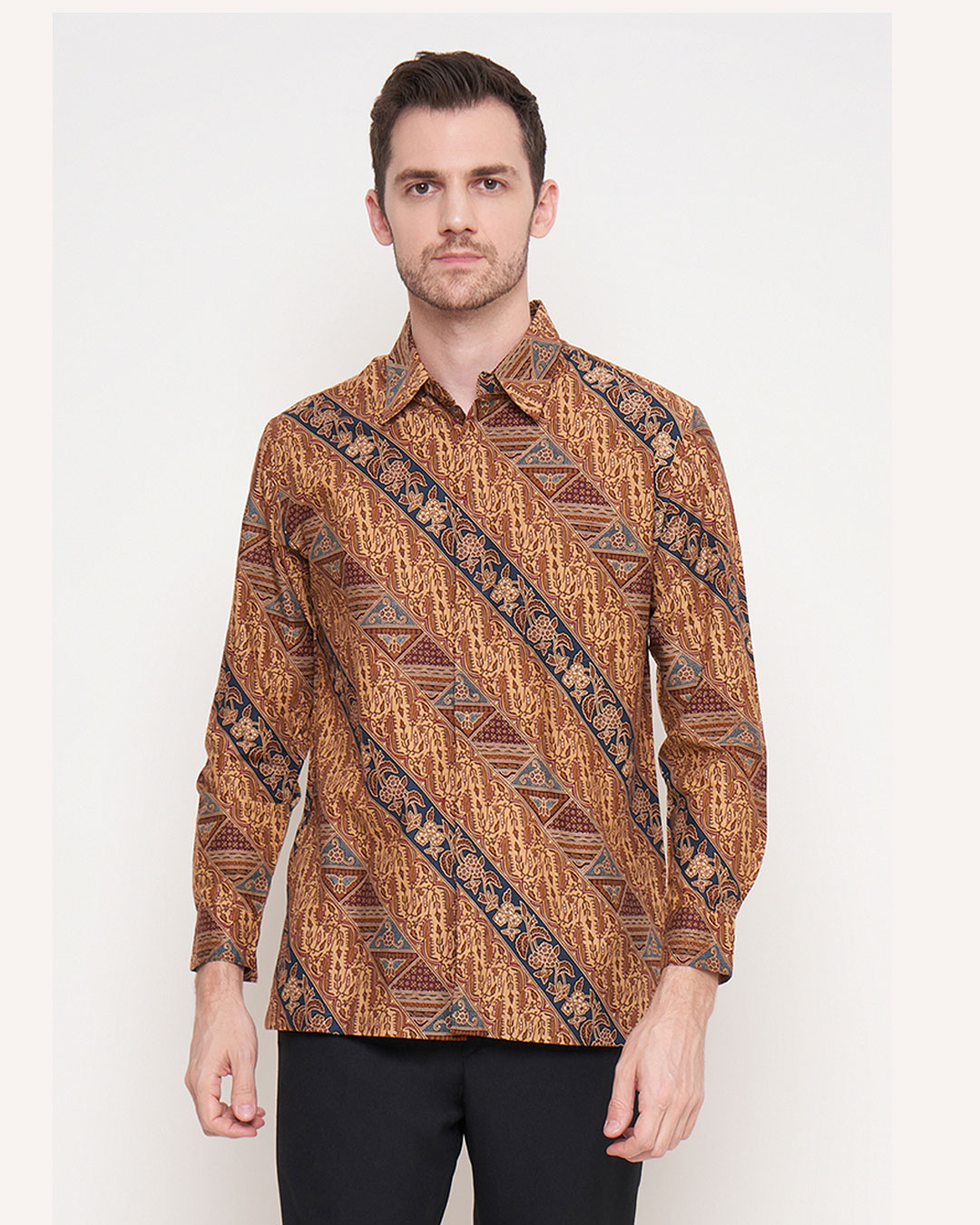Kemeja Batik Lengan Panjang Lereng Tambal Puspa - Biru