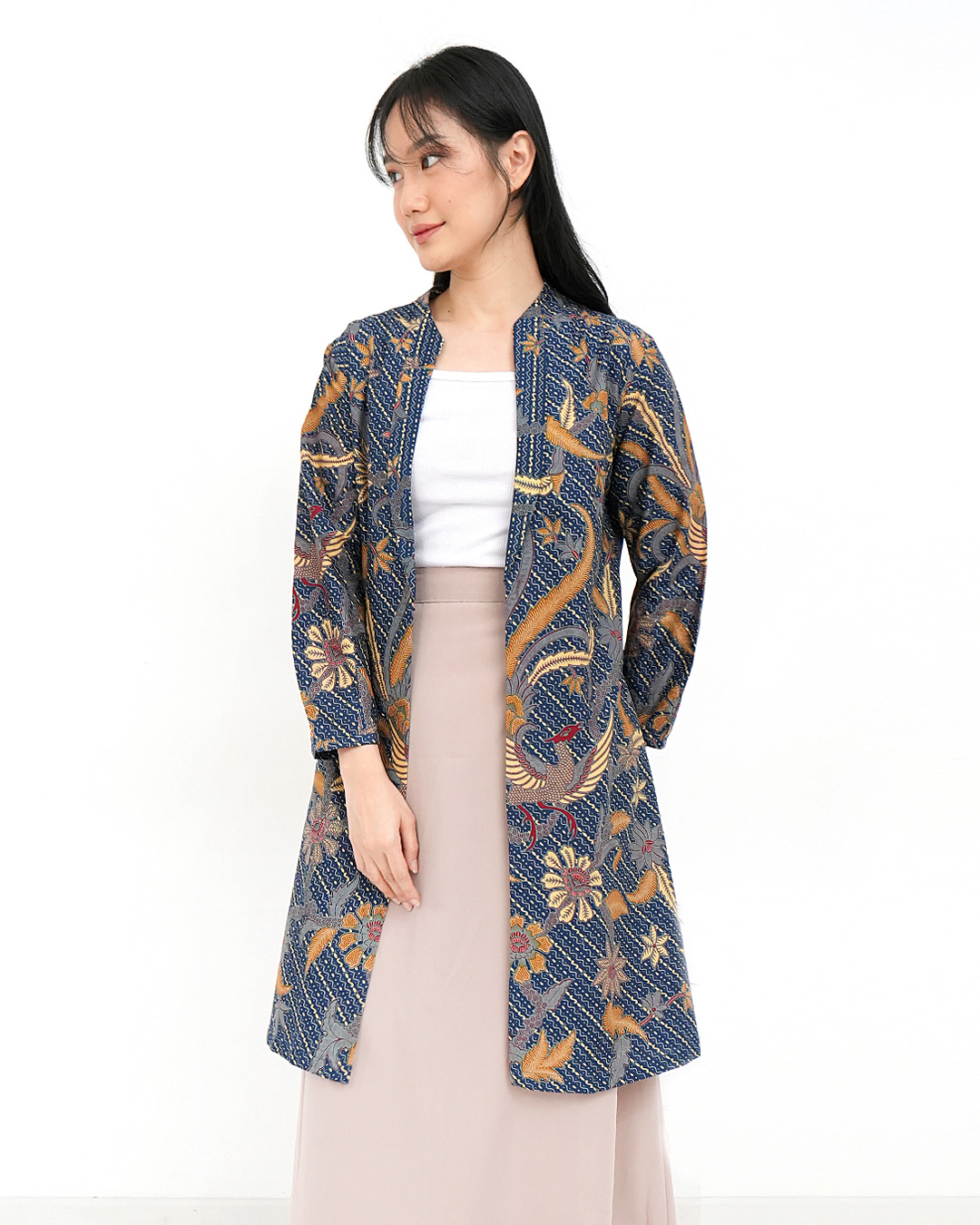 Dress Lengan Panjang Sekar Melati Gambir - Biru