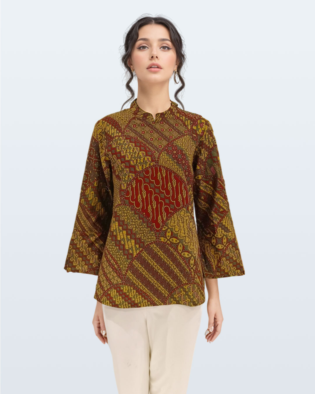 Blouse Lengan Panjang Grinsing Laras Kusuma - Merah 01
