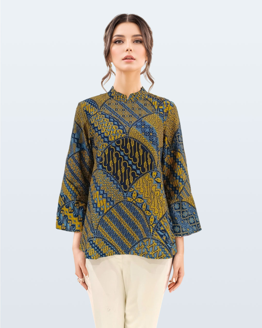 Blouse Lengan Panjang Grinsing Laras Kusuma - Biru 01