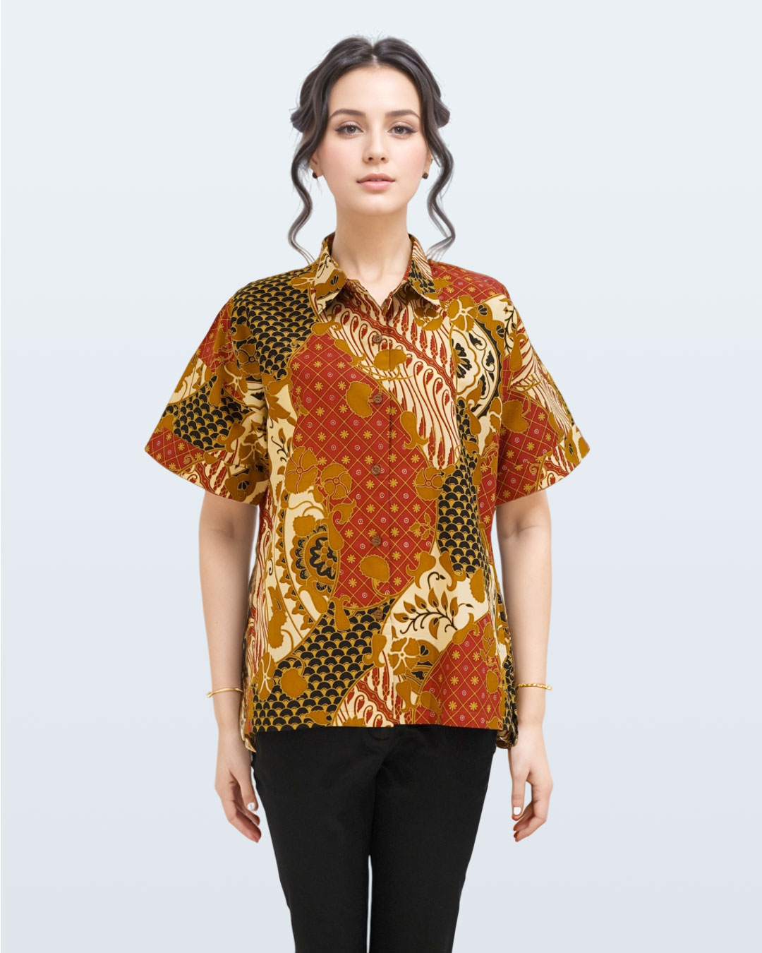 Blouse Lengan Pendek Sri Wedari - Merah 1