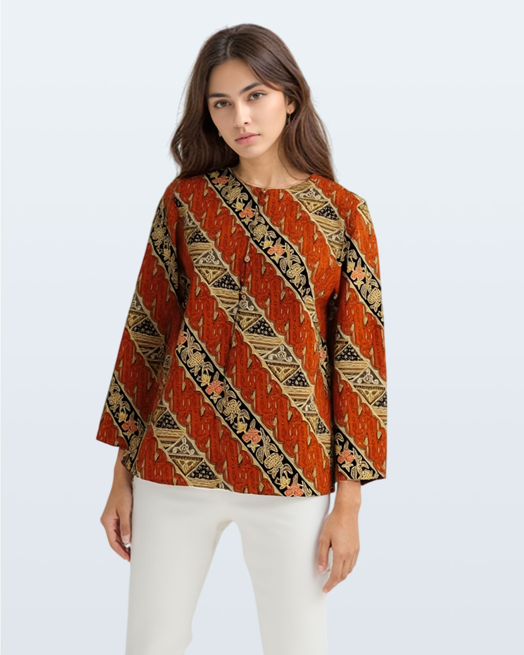 Blouse Lengan Panjang Lereng Tambal Puspa - Merah 1