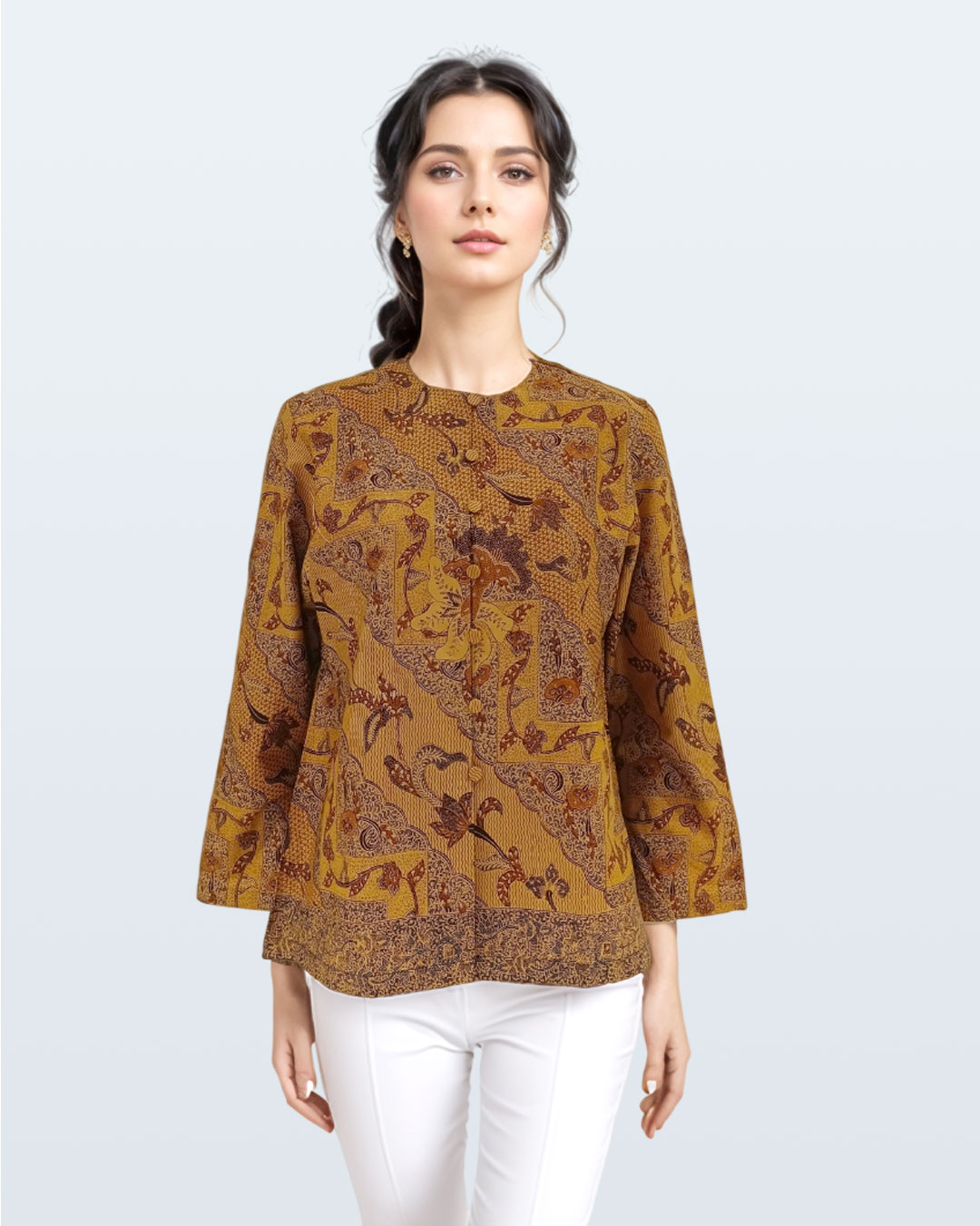 Blouse Lengan Panjang Galar madura - Biru 1