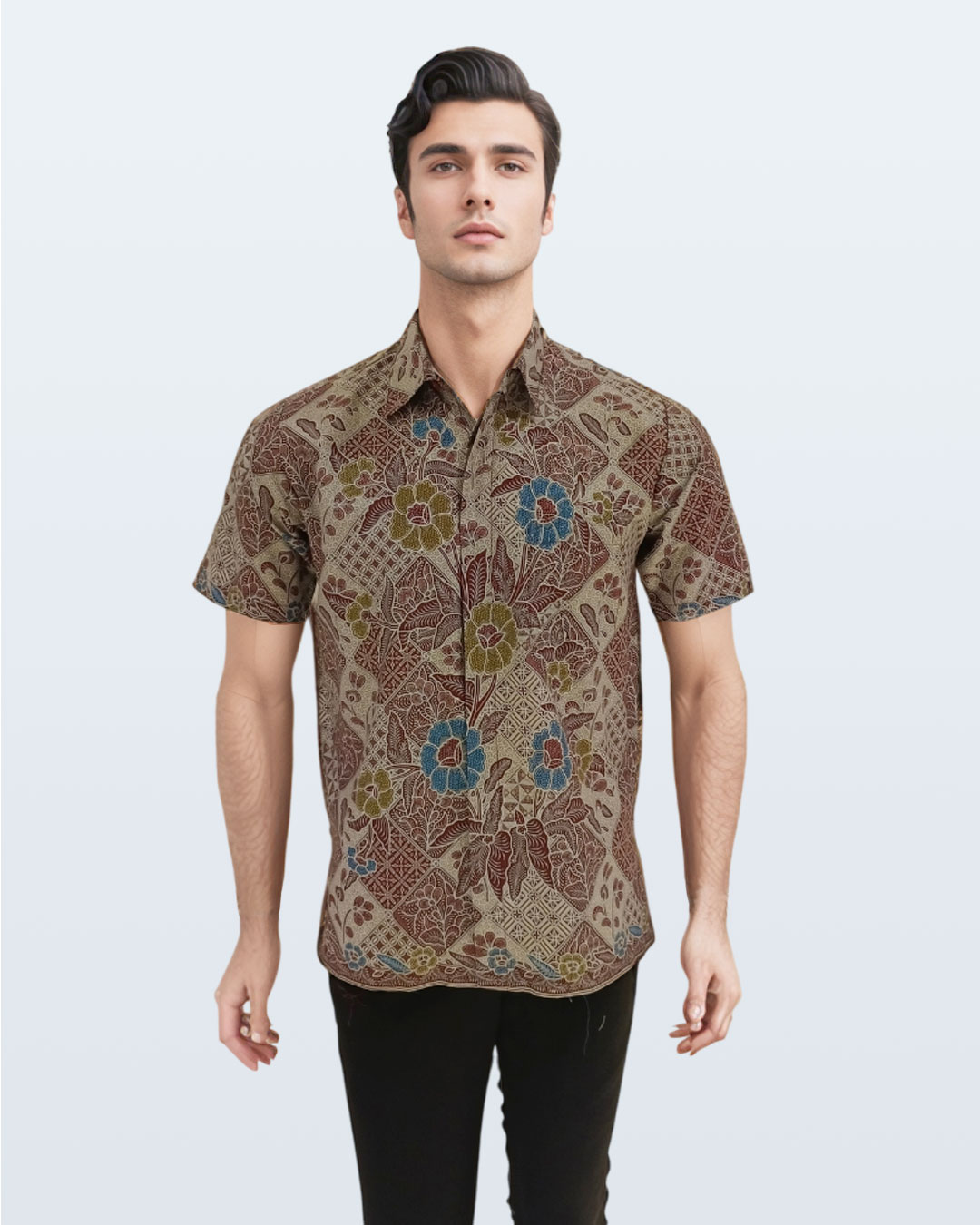 Kemeja Batik Lengan Pendek Boket Tambal - Merah 011