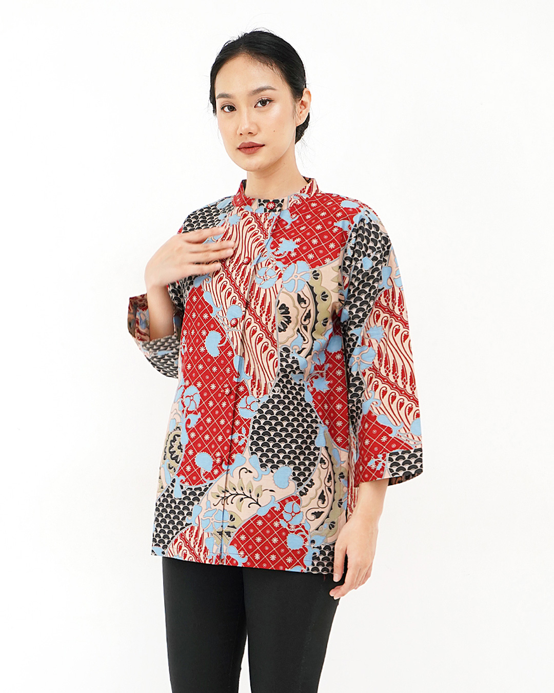 Blouse Lengan Panjang Tambal Sri Wedari - Abu-abu