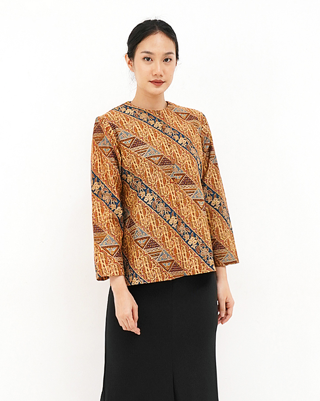 Blouse Lengan Panjang Lereng Tambal Puspa - Biru Cover