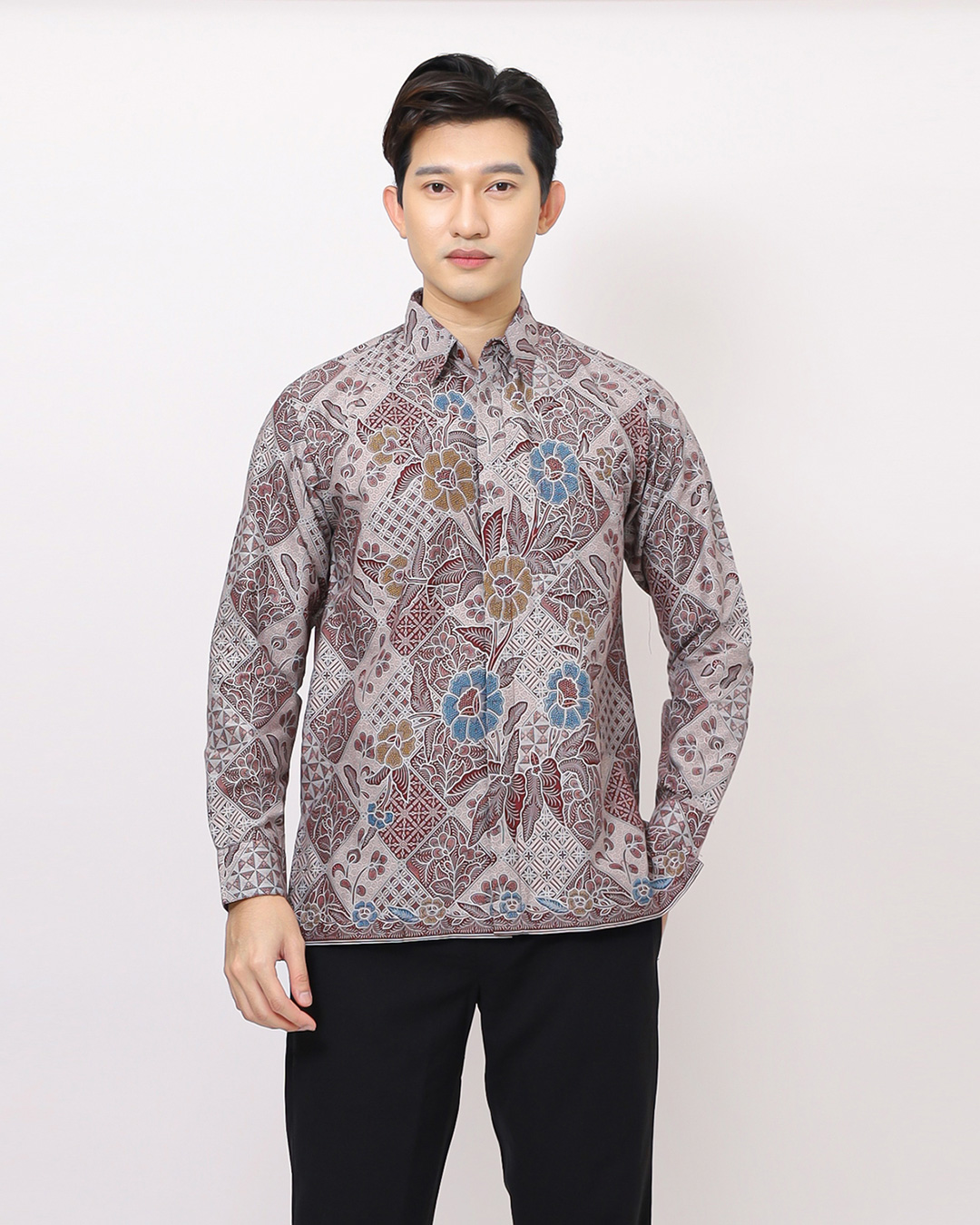 Kemeja Batik Lengan Panjang Boket Tambal - Merah Cover