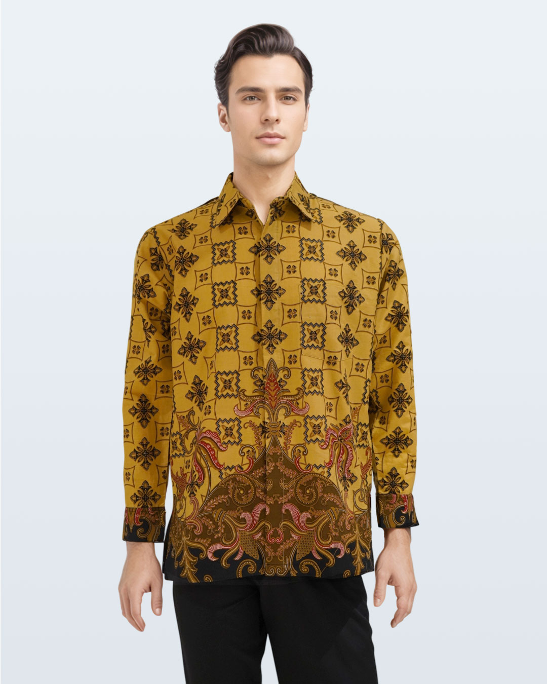 Kemeja Batik Lengan Pendek Rans Ceplok Blimbingan - Cokelat 1