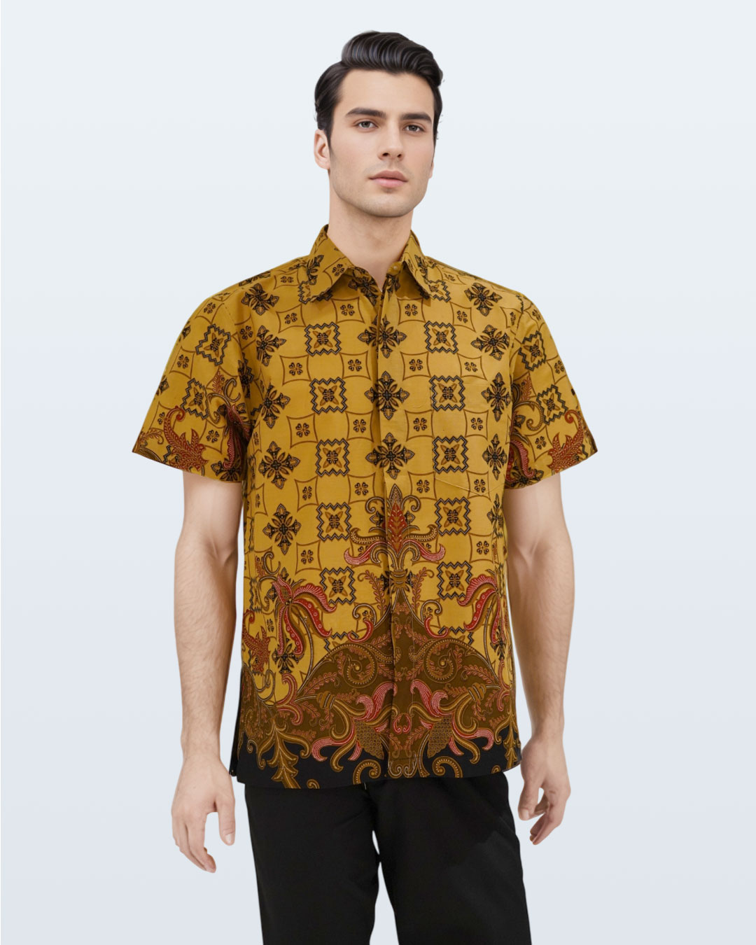 Kemeja Batik Lengan Pendek Rans Ceplok Blimbingan - Cokelat 1
