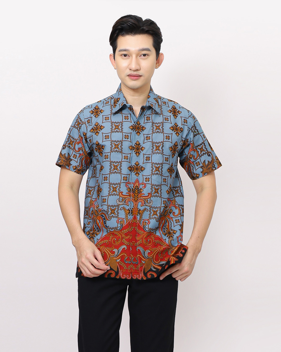 Kemeja Batik Lengan Pendek Rans Ceplok Blimbingan - Biru Cover