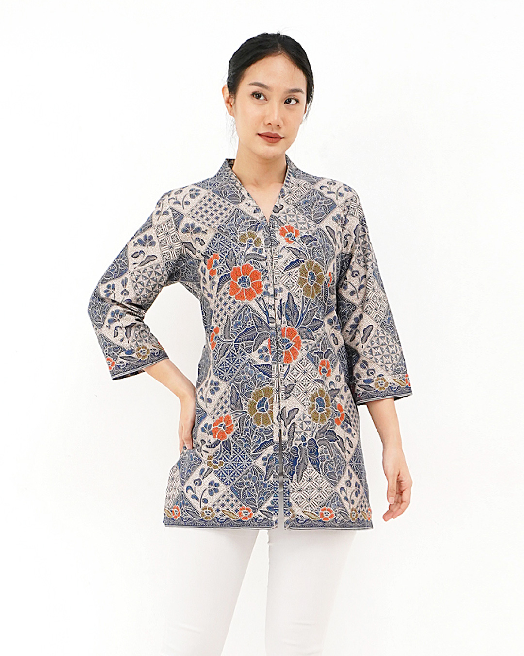 blouse boket tambal biru cover