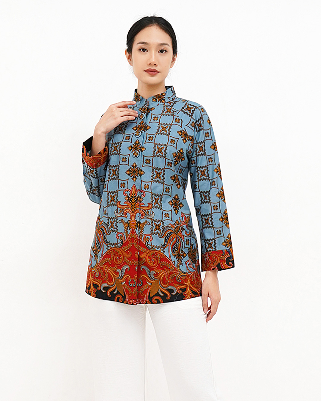Blouse Lengan Panjang Rans Ceplok Blimbingan - Biru Cover