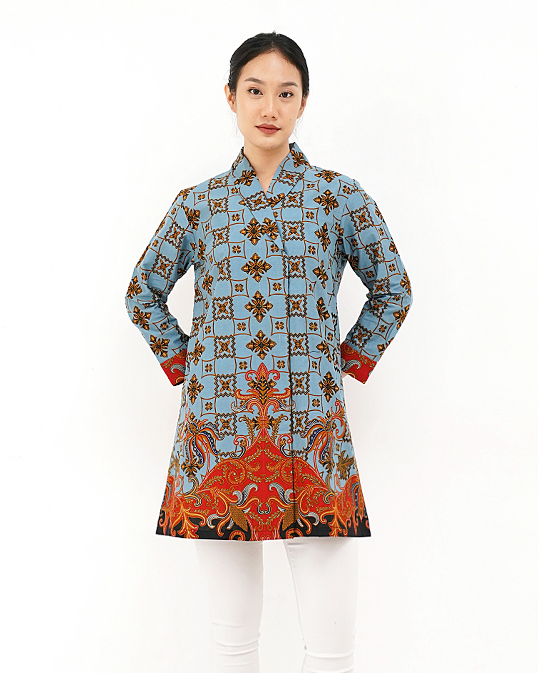 Blouse Lengan Panjang Tunik Rans Ceplok Blimbingan - Biru Cover
