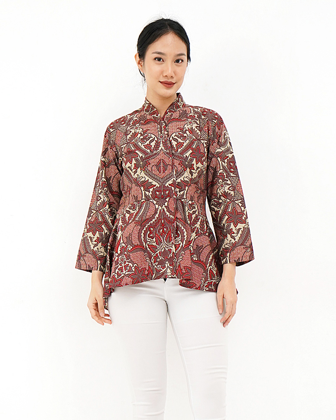 Blouse Lengan Panjang Sekar Jagad Bawana - Merah Slim fit 1