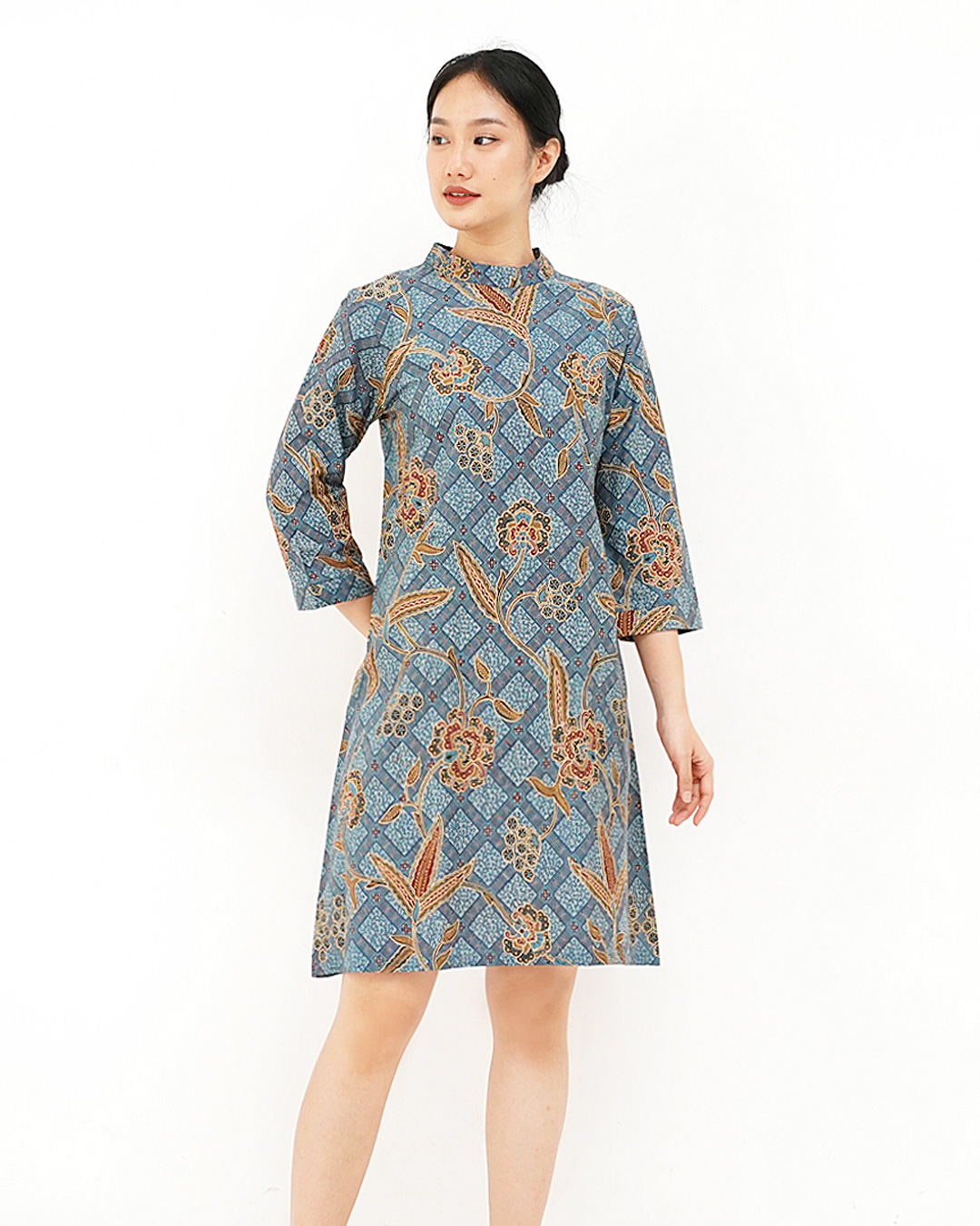 Dress Lengan Panjang Lung Mukti - Biru 1