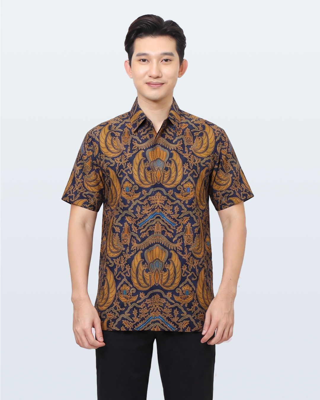 Kemeja Batik Lengan Pendek Motif Semen Kidang - Biru