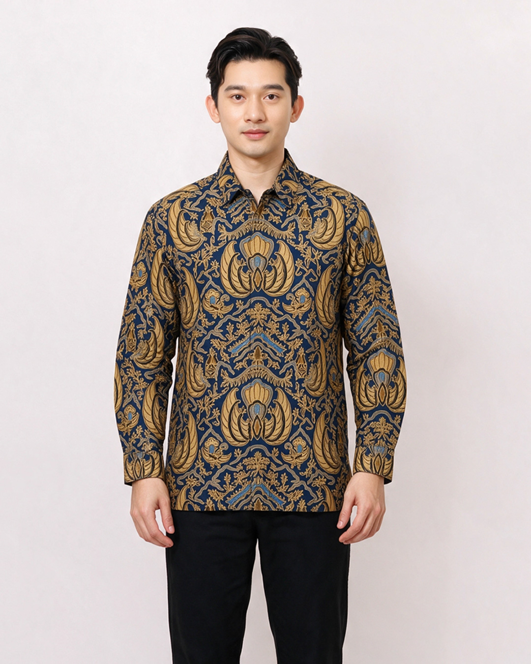 Kemeja Batik Lengan Panjang Motif Semen Kidang - Biru